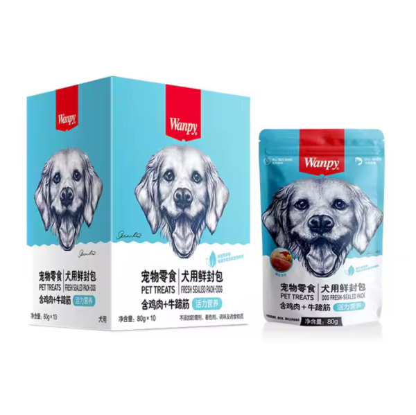 خرید و مشخصات پوچ ونپی با طعم مرغ و تاندون گوساله | treats Wanpy Chicken & beef tendon