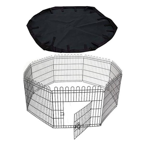 خرید و مشخصات پارک سگ سقف برزنتی 8 تکه | foldable dog cage