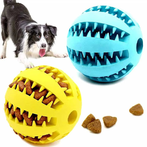 خرید و مشخصات توپ تشویقی شیار دار | dog ball treat holder
