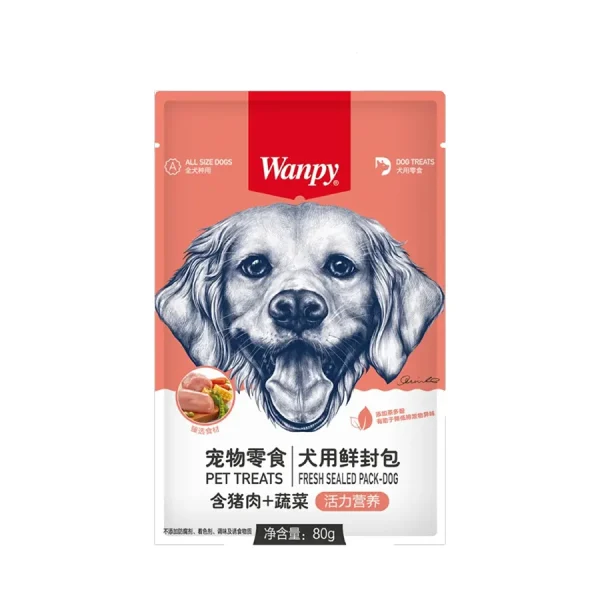 خرید ، قیمت و مشخصات پوچ ونپی با طعم خوک و سبزیجات | wanpy dog treats Wanpy pig