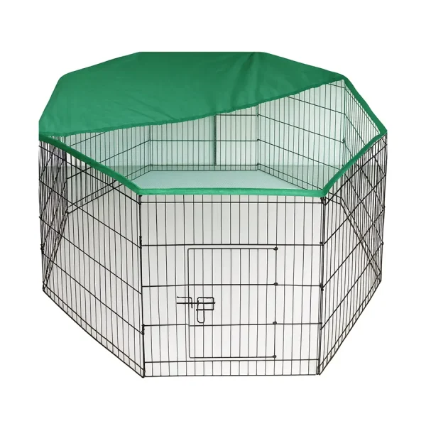 خرید و مشخصات پارک سگ سقف برزنتی 6 تکه | foldable dog cage