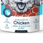 خرید ، قیمت و مشخصات تشویقی سگ مرغ جرکی و سوشی ونپی | Wanpy Chicken Jerky & Codfish Sushi