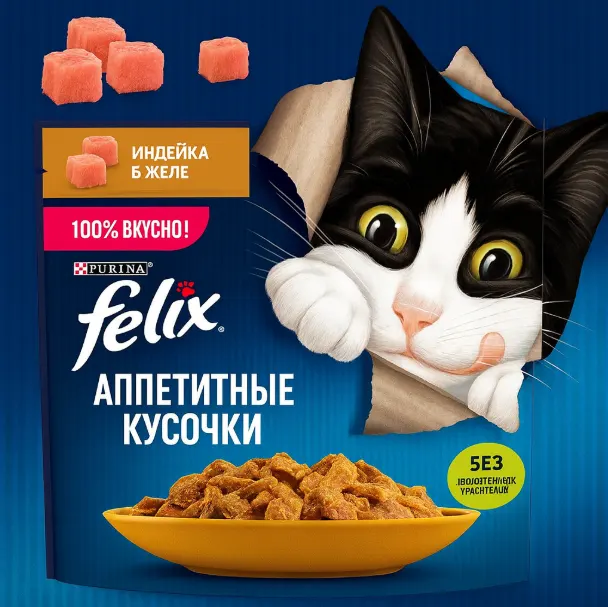 خرید ، قیمت و مشخصات پوچ گربه فلیکس بوقلمون از پت شاپ لنداف هانا | Felix Turkey In Jelly