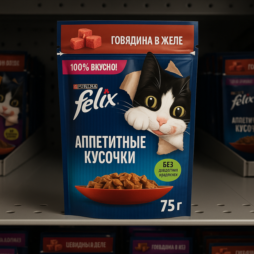 خرید ، قیمت و مشخصات پوچ گربه فلیکس گاو از پت شاپ لنداف هانا | Felix Turkey In Beef