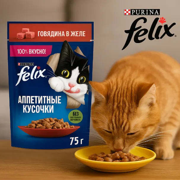 خرید ، قیمت و مشخصات پوچ گربه فلیکس گاو از پت شاپ لنداف هانا | Felix Turkey In Beef