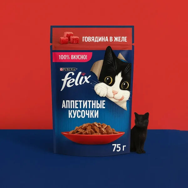 خرید ، قیمت و مشخصات پوچ گربه فلیکس گاو از پت شاپ لنداف هانا | Felix Turkey In Beef