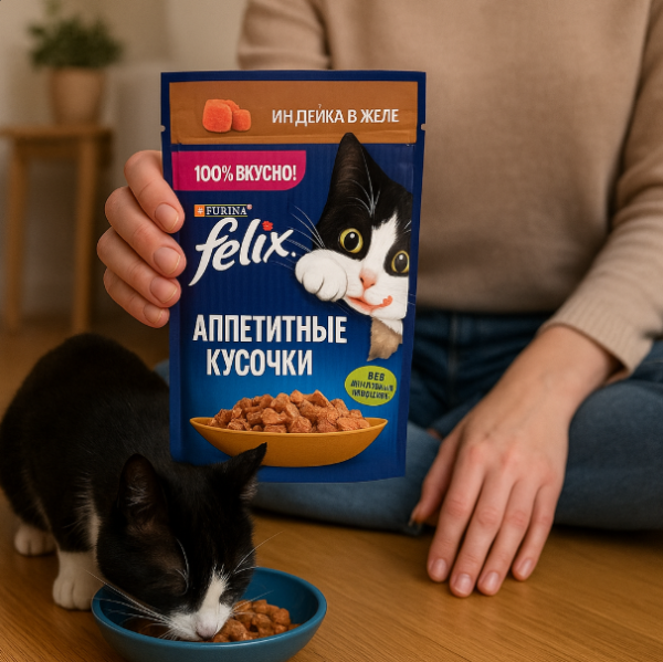 خرید ، قیمت و مشخصات پوچ گربه فلیکس بوقلمون از پت شاپ لنداف هانا | Felix Turkey In Jelly