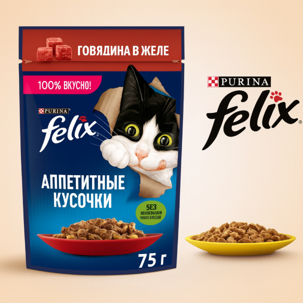 خرید ، قیمت و مشخصات پوچ گربه فلیکس گاو از پت شاپ لنداف هانا | Felix Turkey In Beef