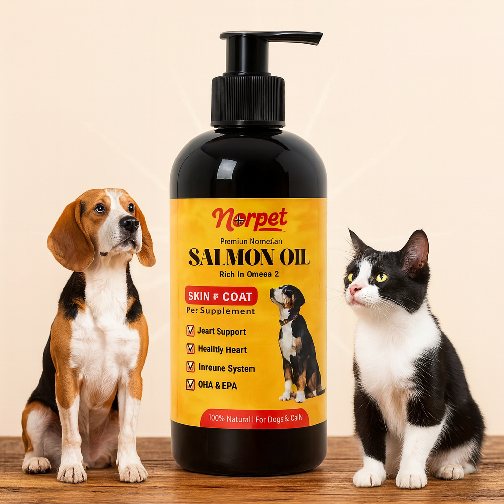 خرید ، قیمت و مشخصات روغن ماهی سالمون نورپت از پت شاپ لنداف هانا | Nor Pet Salmon Oil