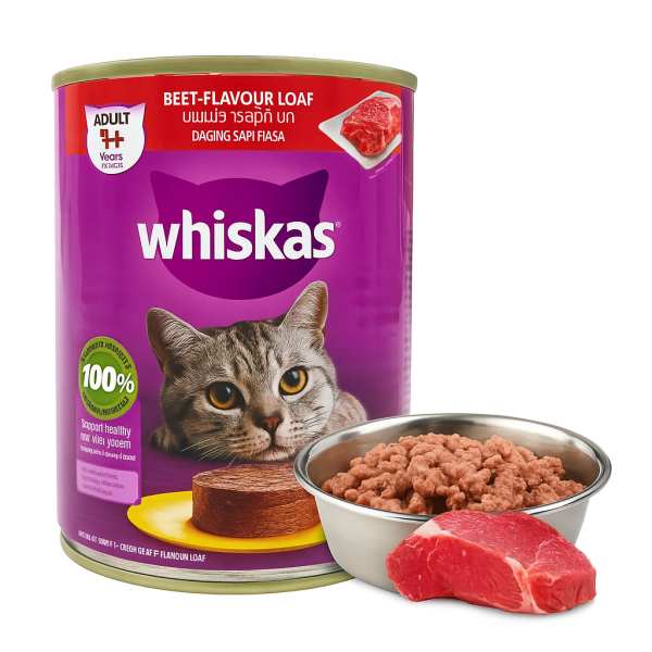 خرید ، قیمت و مشخصات کنسرو پته ویسکاس طعم بیف از پت شاپ لنداف هانا | Whiskas Beef Flavour Loaf