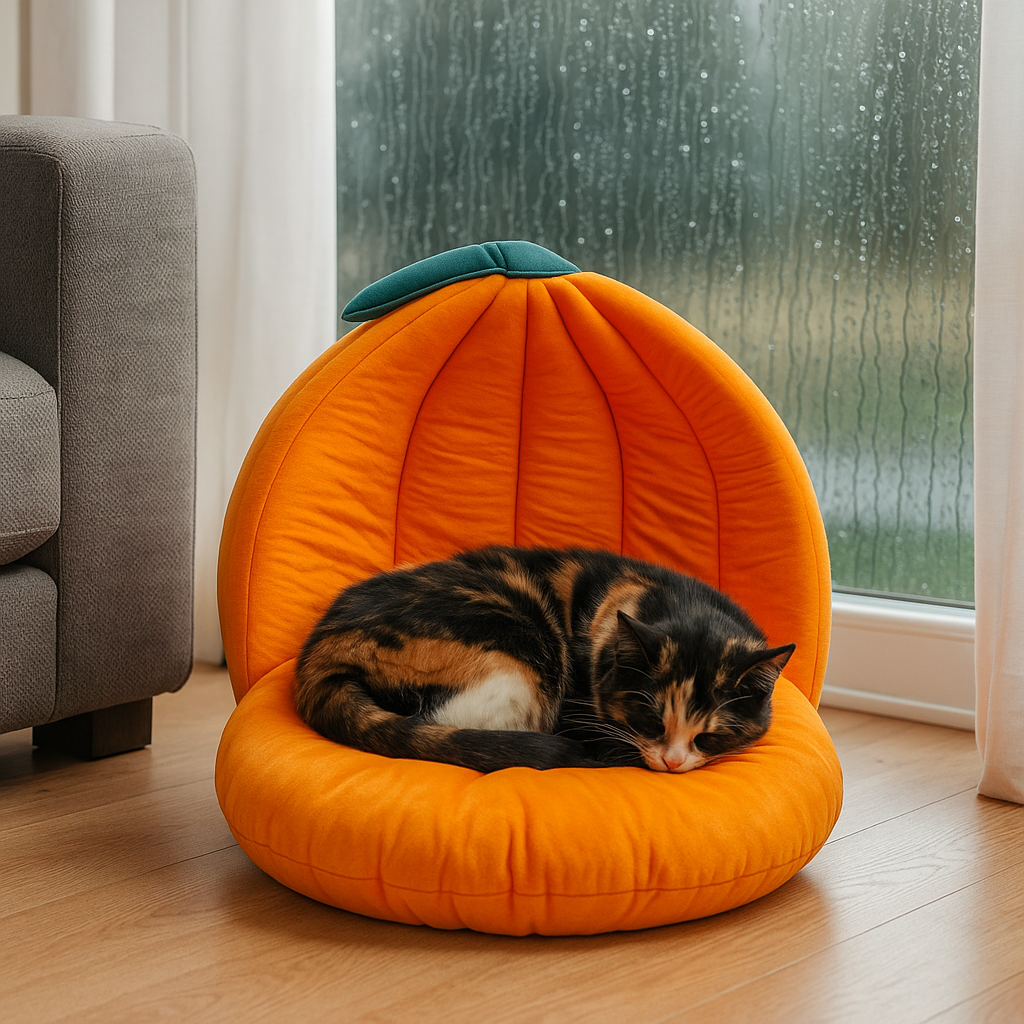 خرید ، قیمت و مشخصات جاخواب سه کاره ی حیوانات خانگی طرح کدو از پت شاپ لنداف هانا | Pet Nest