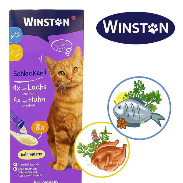 خرید ، قیمت و مشخصات بستنی گربه وینستون باطعم مرغ و ماهی از پت شاپ لنداف هانا | Winston Schleckerli