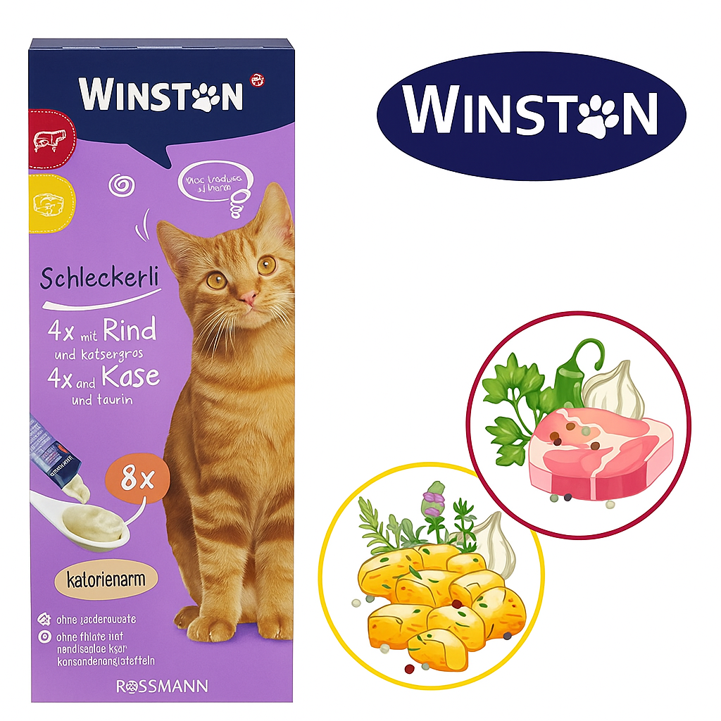 خرید ، قیمت و مشخصات بستنی گربه وینستون طعم گوشت و پنیر از پت شاپ لنداف هانا | Winston Schleckerli