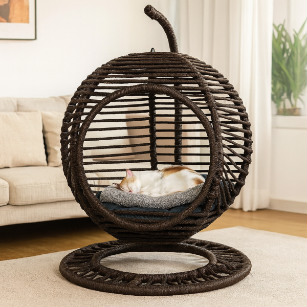 خرید ، قیمت و مشخصات تاب ریلکسی پایه گرد گربه از پت شاپ لنداف هانا | Cat relaxation swing Cat Bed Pet Egg Chair