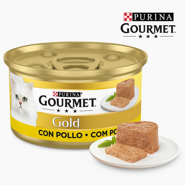 خرید ، قیمت و مشخصات کنسرو گرومت با طعم مرغ از لنداف هانا | Purina Gourmet Gold Chicken