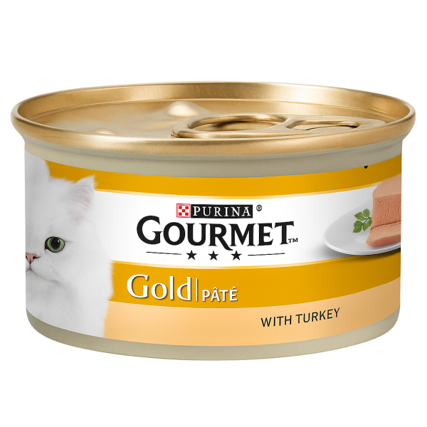 خرید ، قیمت و مشخصات کنسرو گرومت با طعم بوقلمون از پت شاپ لنداف هانا | Gourmet Gold Turkey