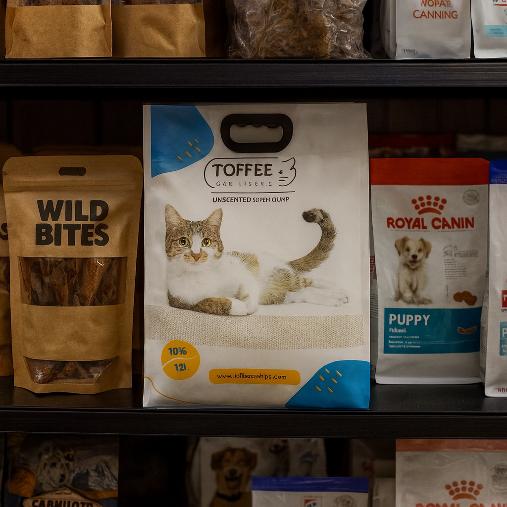 خرید ، قیمت و مشخصات خاک گربه تافی سوپر کلامپ از پت شاپ لنداف هانا | Toffee cat litter