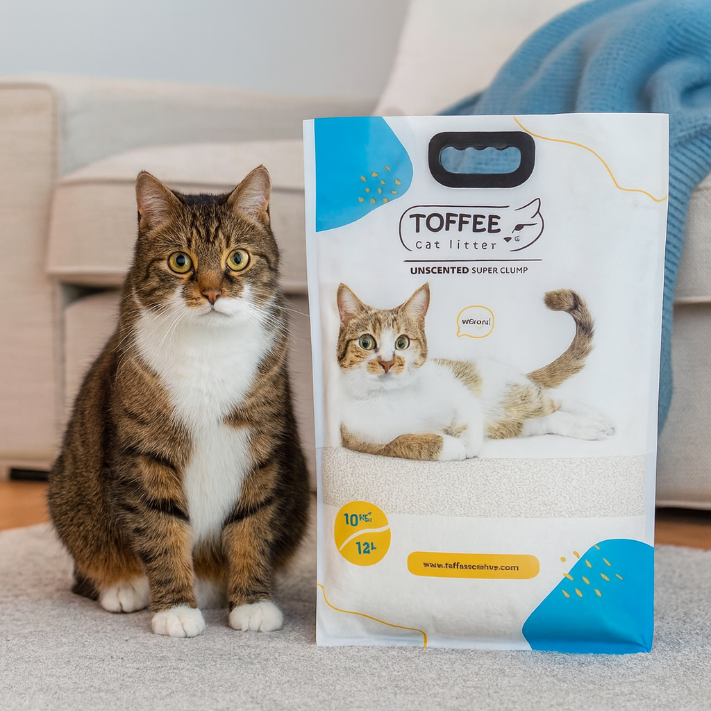 خرید ، قیمت و مشخصات خاک گربه تافی سوپر کلامپ از پت شاپ لنداف هانا | Toffee cat litter
