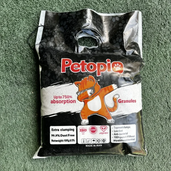 خرید ، قیمت و مشخصات خاک گربه پتوپیا کربن دار از پت شاپ لنداف هانا | Petopia Carbonized Cat Litter