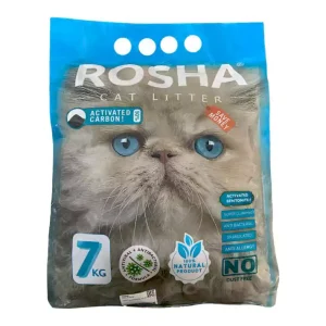 خرید ، قیمت و مشخصات خاک گربه روشا کربن از پت شاپ لنداف هانا | ROSHA Carbon Cat Litter