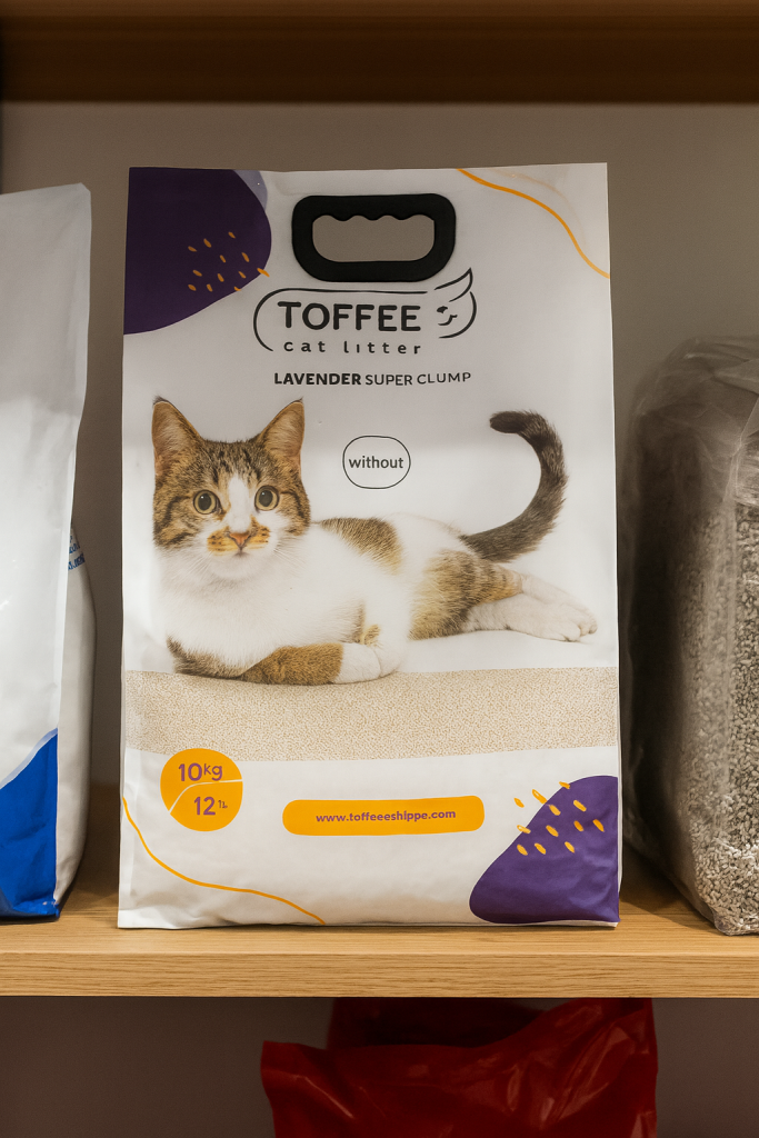 خرید ، قیمت و مشخصات خاک گربه تافی لوندر از پت شاپ لنداف هانا | Lavender Toffee Cat Litter