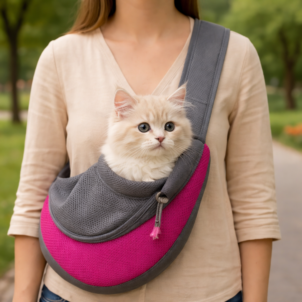 خرید ، قیمت و مشخصات آغوشی سگ و گربه از پت شاپ لنداف هانا | Pet Sling Carrier