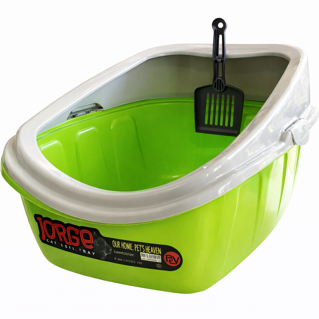 خرید ، قیمت و مشخصات ظرف خاک گربه لبه دار هپی پت مدل جورج از پت شاپ لنداف هانا | George's rimmed cat litter box