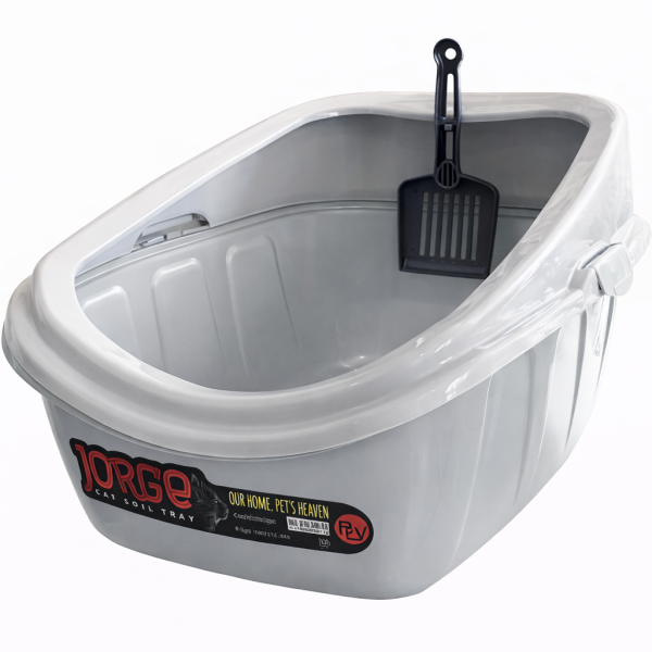 خرید ، قیمت و مشخصات ظرف خاک گربه لبه دار هپی پت مدل جورج از پت شاپ لنداف هانا | George's rimmed cat litter box