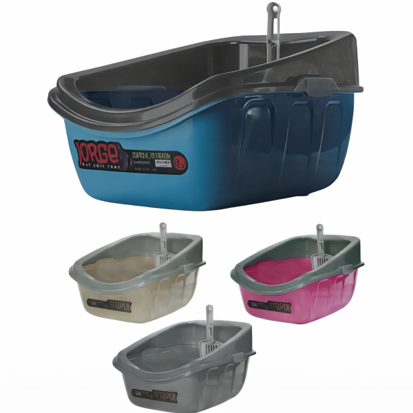 خرید ، قیمت و مشخصات ظرف خاک گربه لبه دار هپی پت مدل جورج از پت شاپ لنداف هانا | George's rimmed cat litter box