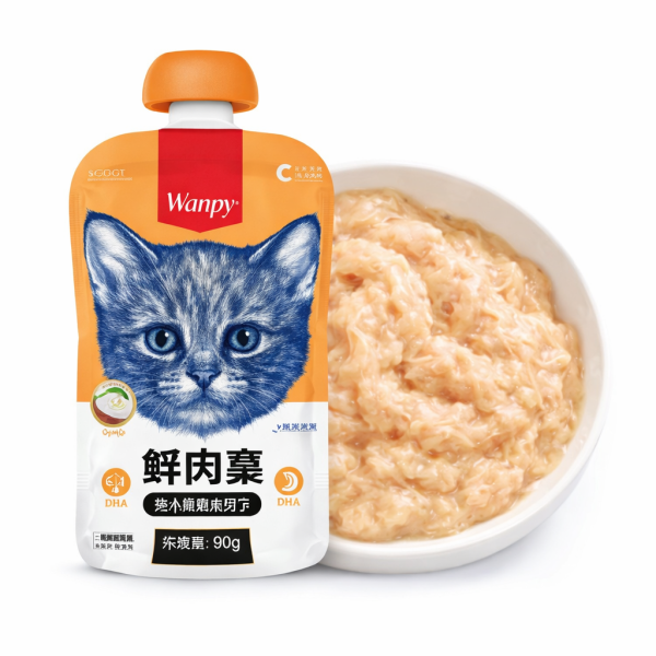 خرید ، قیمت و مشخصات پودینگ گربه ونپی با طعم مرغ و ماهی کاد از پت شاپ لنداف هانا | Wanpy Creamy Cat Pudding