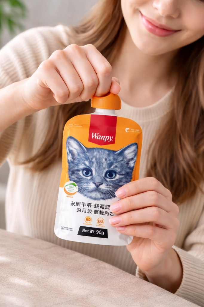 خرید ، قیمت و مشخصات پودینگ گربه ونپی با طعم مرغ و ماهی کاد از پت شاپ لنداف هانا | Wanpy Creamy Cat Pudding