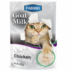 خرید ، قیمت و مشخصات پوچ گربه فنبی با طعم شیر بز و مرغ از پت شاپ لنداف هانا | FAENBEI Goat Milk Chicken Cat Pouch